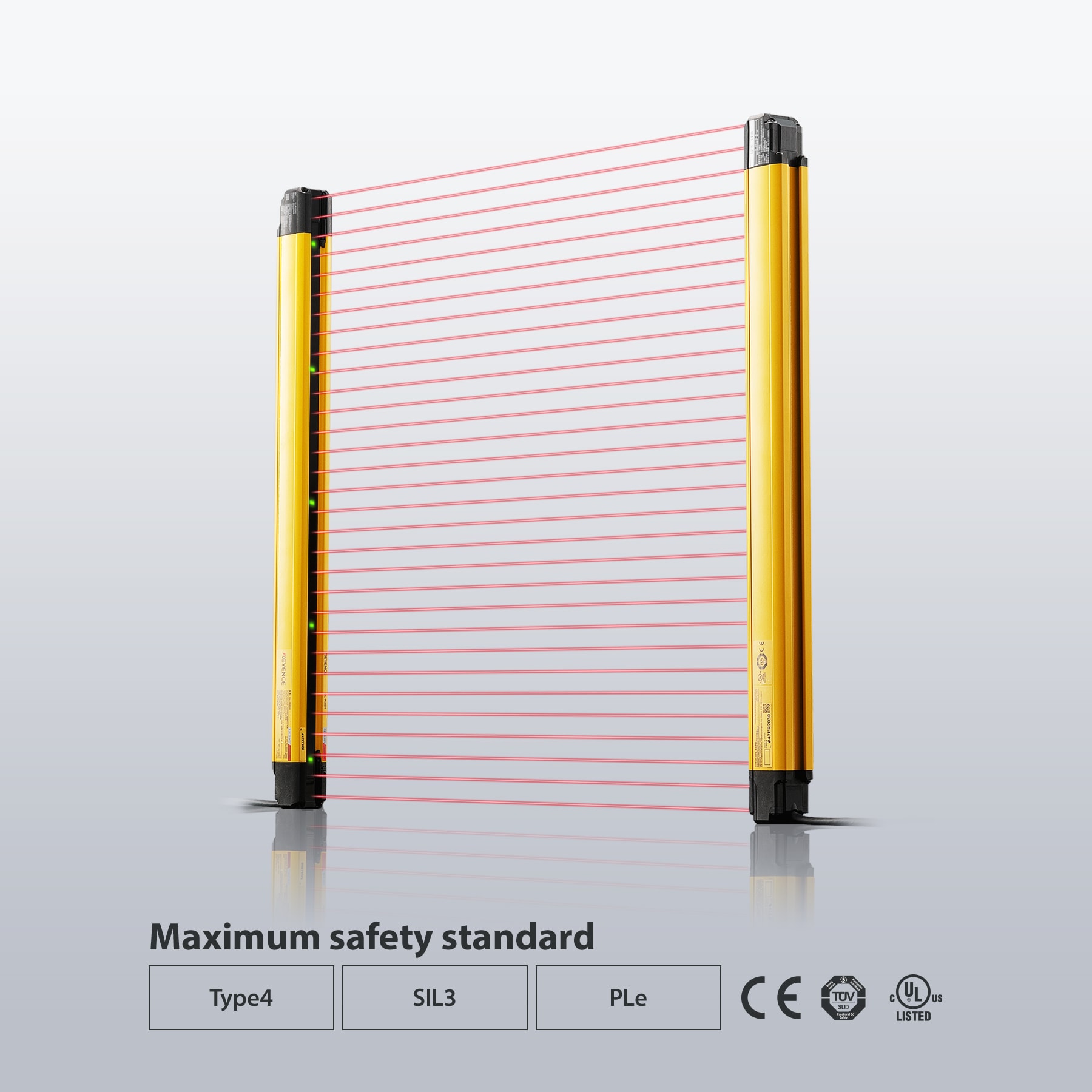 Maximum safety standard. Type4 / SIL3 / PLe