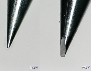 Observation of a chipped tool tip