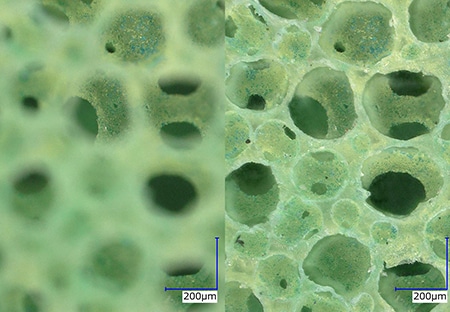High-magnification observation  Left: normal/right: depth composition (200x)