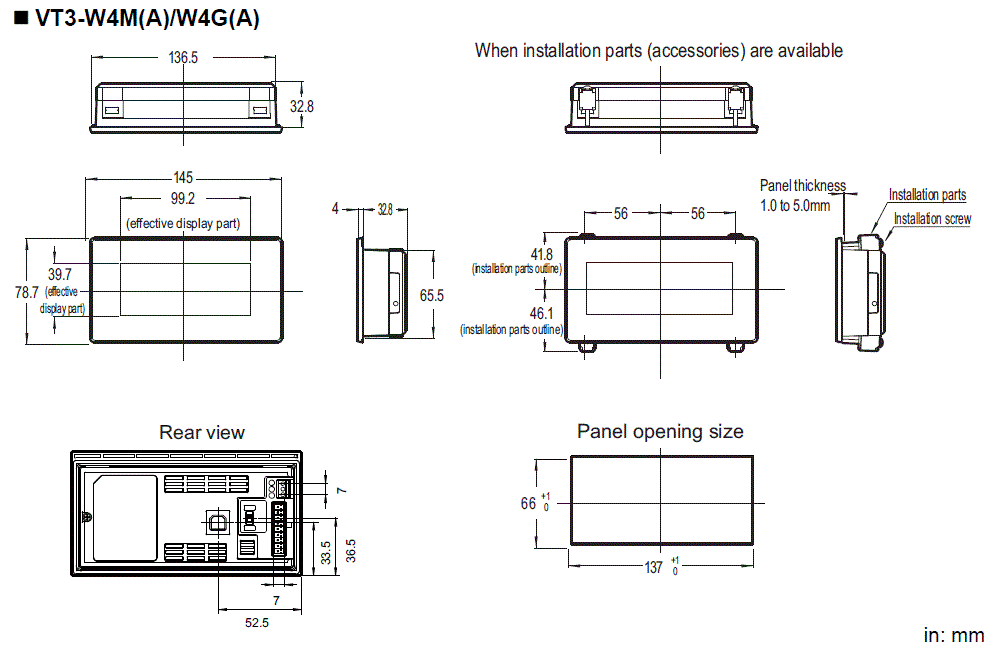VT3-W4M(A)/W4G(A) Dimension